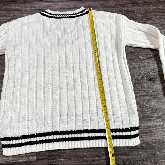 Rue 21 White Cable Knit Sweater with Black Stripes - Picture 3 of 4